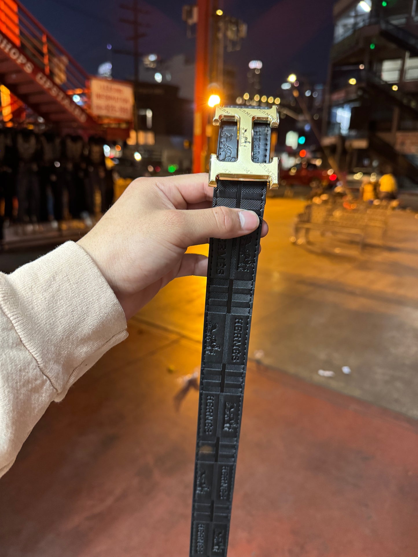 Hermes Black Leather Belt