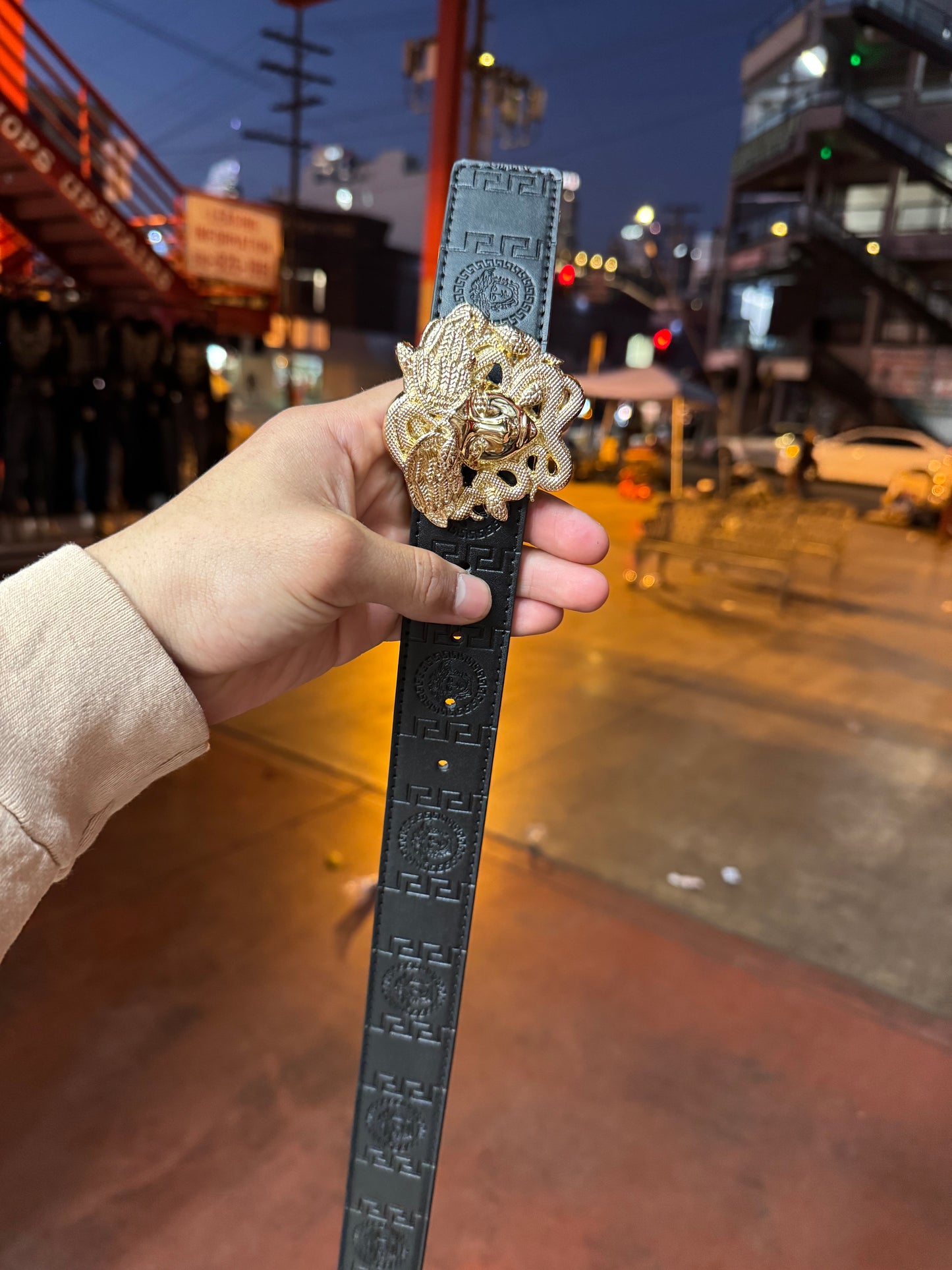 Versace Gold Medusa Leather Belt