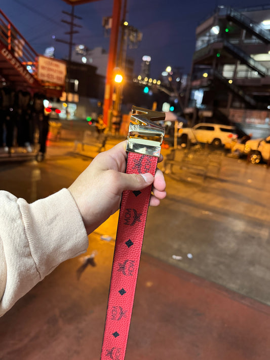 MCM Red Leather Belt